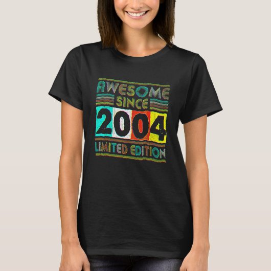 18 Year Old Awesome Since 2004 18th Birthday Retr T-shirt (Voorkant)