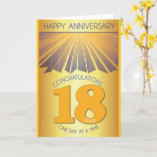 18 Year Sober Anniversary | Golden Ray 12 Step  Kaart (Gele Bloem)