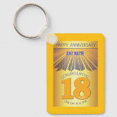 18 Year Sober Anniversary | Golden Ray 12 Step Sleutelhanger (Voorkant)