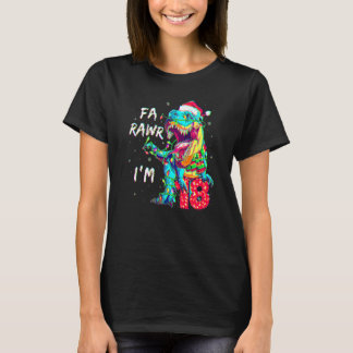 18 Years Old Fa Rawr I'm 18 Dinosaur 18th Birthday T-shirt