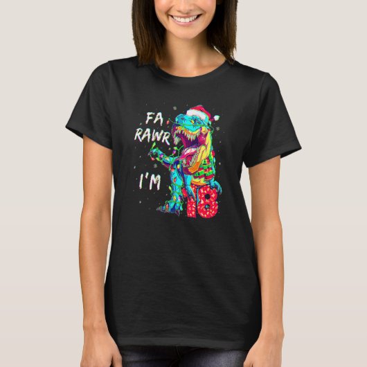 18 Years Old Fa Rawr I'm 18 Dinosaur 18th Birthday T-shirt (Voorkant)