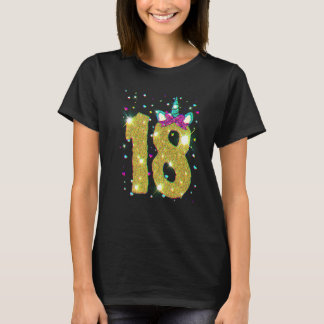 18 Years Old Girl Eighteen 18th Birthday Unicorn T-shirt