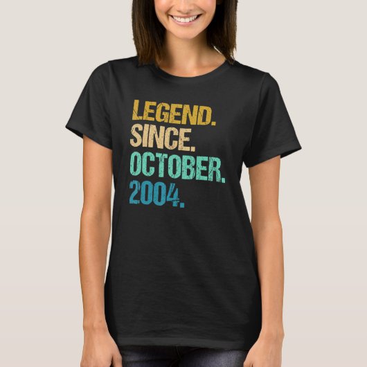 18 Years Old Legend Since October 2004 18th Birth T-shirt (Voorkant)