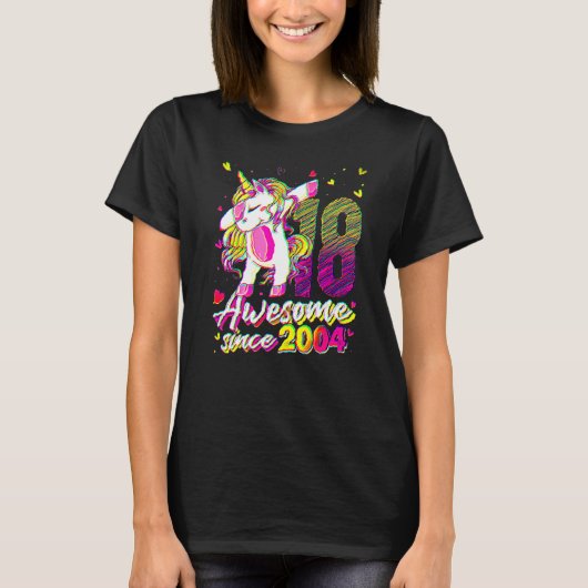 18 Years Old Unicorn Dabbing 18th Birthday Unicorn T-shirt (Voorkant)