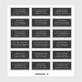 18 Zwart gastadres Verzendadres Sticker (Vel)
