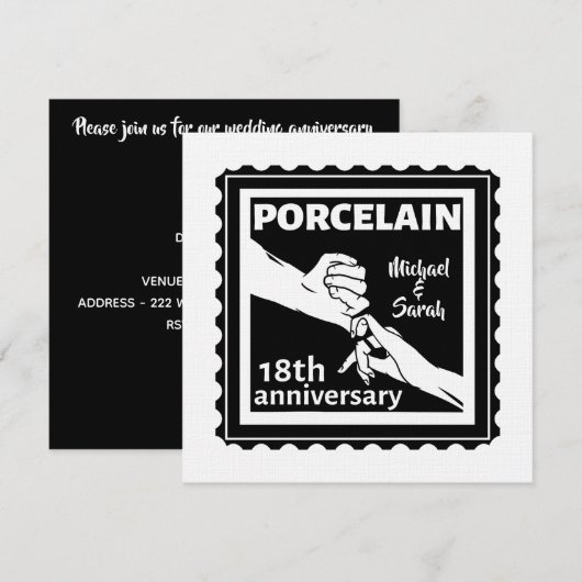 18de trouwdag porselein traditioneel kaart (Voorkant / Achterkant)