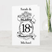 18de trouwdag Zwart en witte rozen Kaart (Voorkant)