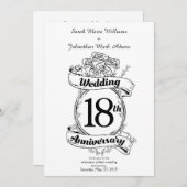 18de trouwdag Zwart en witte rozen Kaart (Voorkant / Achterkant)