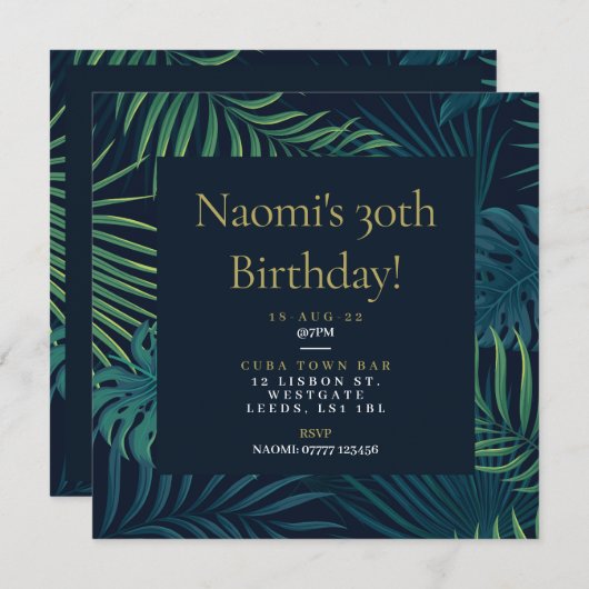 18e, 30e, 40e, 50e, 60e verjaardag van de Uitnodig Save The Date (Voorkant / Achterkant)