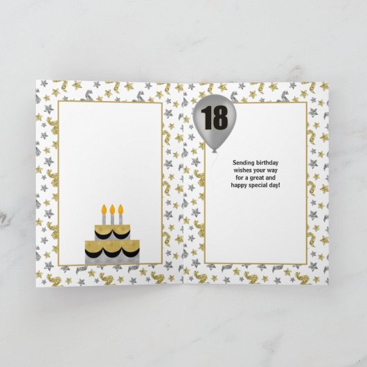 18e Ballon voor gouden en zilveren Confetti Kaart (Binnen)