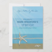 18e Biorthday Invitation, Ocean, Starfish, Name Kaart (Voorkant)