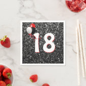 18e Birthday-ballonnen op Black Glitter Napkins Servet (Insitu)