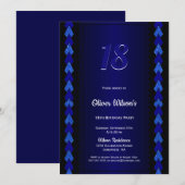 18e Birthday Black en Blue Party Kaart (Voorkant / Achterkant)