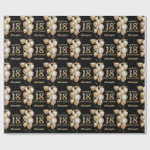 18e Birthday Black en Gold Glitter Balloons Cadeaupapier (Vlak)