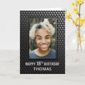 18e Birthday Black Geometric Pattern Aangepaste fo Kaart (Gele Bloem)