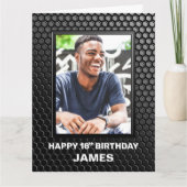 18e Birthday Black Geometric Pattern Aangepaste fo Kaart (Voorkant)