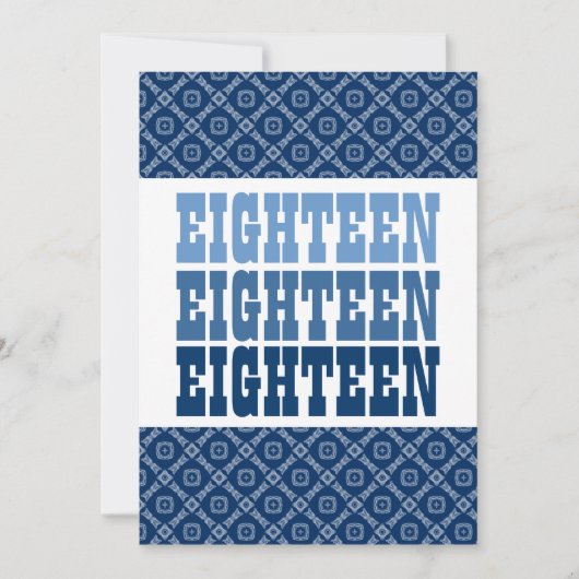 18e Birthday Blue Diamonds Squares Ver 51g Z151g Kaart (Voorkant)