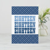 18e Birthday Blue Diamonds Squares Ver 51g Z151g Kaart (Staand voorkant)