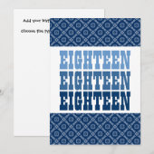 18e Birthday Blue Diamonds Squares Ver 51g Z151g Kaart (Voorkant / Achterkant)