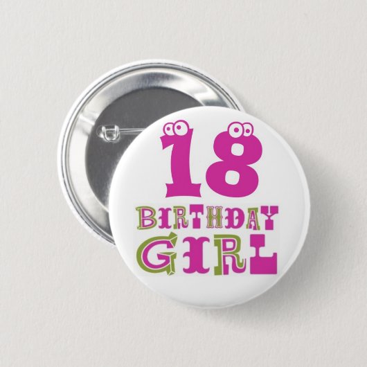 18e Birthday Girl Button Badge (Voorkant /achterkant)