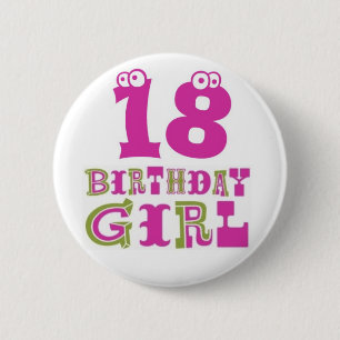 18e Birthday Girl Button Badge