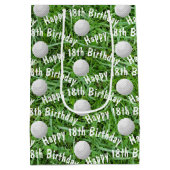 18e Birthday Golf Balls op Grass Medium Gift Bag Cadeauzakje (Achterkant)