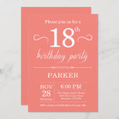 18e Birthday Invitation Coral Kaart (Voorkant / Achterkant)