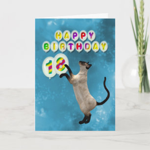 18e Birthday-kaart met siamese katten Kaart