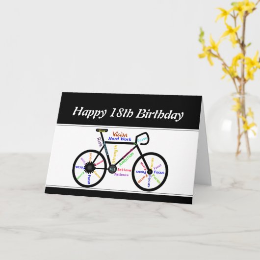 18e 'Birthday' Motivatie fiets fiets fiets 8 Kaart (Gele Bloem)
