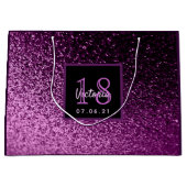 18e Birthday paars roze glitter glazen meisje Groot Cadeauzakje (Voorkant)