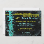 18E BIRTHDAY PARTIJINVITATIE - BLAUW/ZWARTE/GEEL KAART (Achterkant)