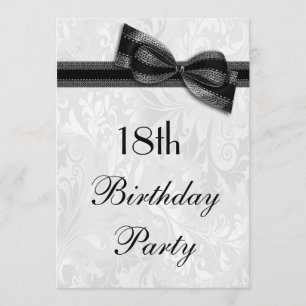 18e Birthday Party Damask en Faux Bow Kaart