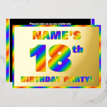 18e Birthday Party — Fun, regenboogspectrum "18"