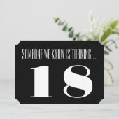 18e Birthday party Invite, zwart-wit. Kaart (Staand voorkant)