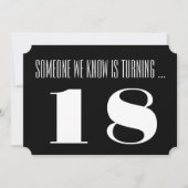 18e Birthday party Invite, zwart-wit. Kaart (Voorkant)