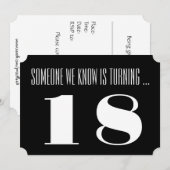 18e Birthday party Invite, zwart-wit. Kaart (Voorkant / Achterkant)