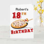 18e Birthday Pizza Party Kaart (Gele Bloem)