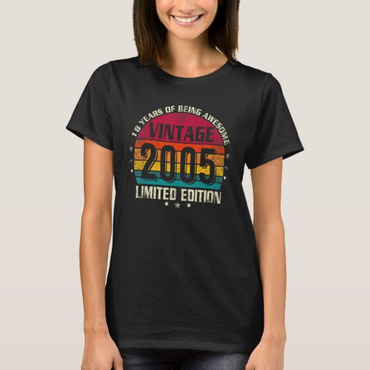 18e Birthday Retro 2005 18 jaar T-shirt (Voorkant)