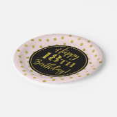 18e 'Birthday' roze zwarte gouden Stippen Papa Papieren Bordje (Gekanteld)