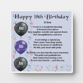 18e Birthday Son Poem Plaque Fotoplaat