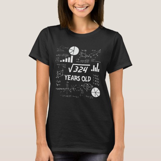 18e Birthday Square Root Wiskunde 18 jaar oude dag T-shirt (Voorkant)