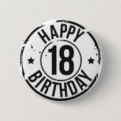 18E BIRTHDAY STAMP EFFECT RONDE BUTTON 5,7 CM (Voorkant)