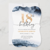 18e Birthday-uitnodiging waterverf en goud Kaart (Voorkant)