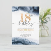 18e Birthday-uitnodiging waterverf en goud Kaart (Staand voorkant)