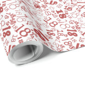 18e Birthday Wrapping Paper met rode witte cijfers Cadeaupapier (Rol Hoek)