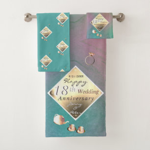18e bruiloft Jubileum Acquamarine Bad Handdoek