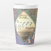 18e bruiloft Jubileum Acquamarine Latte Mok (Voorkant)