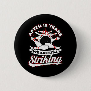 18e bruiloft Jubileum bowling opvallend 18 jaar Ronde Button 5,7 Cm
