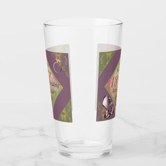 18e bruiloft Jubileum Porselein Graphics Glas (Links)