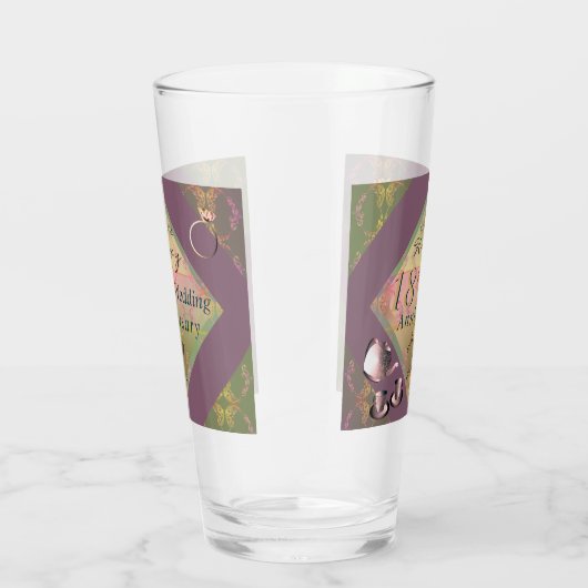 18e bruiloft Jubileum Porselein Graphics Glas (Rechts)